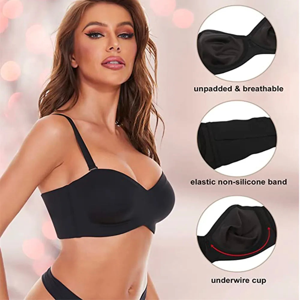 Nova Full Support Non-Slip Strapless Push-Up Bra