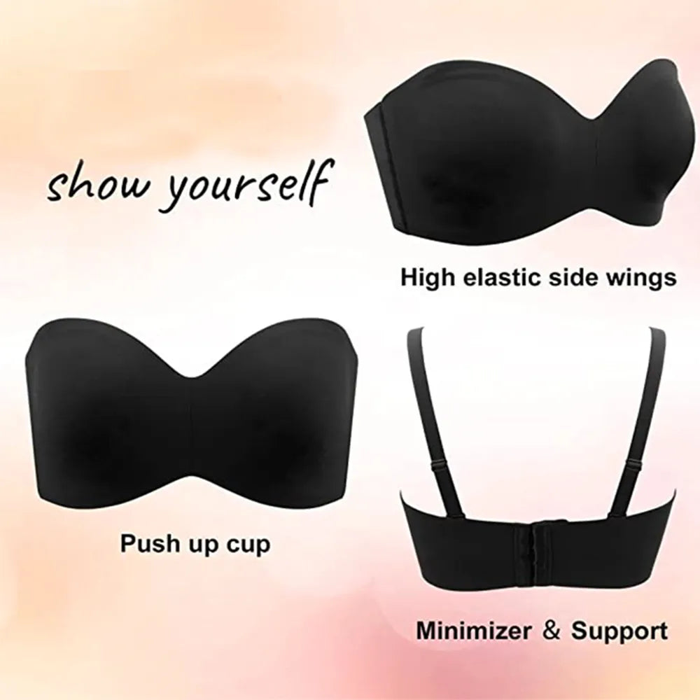 Nova Full Support Non-Slip Strapless Push-Up Bra