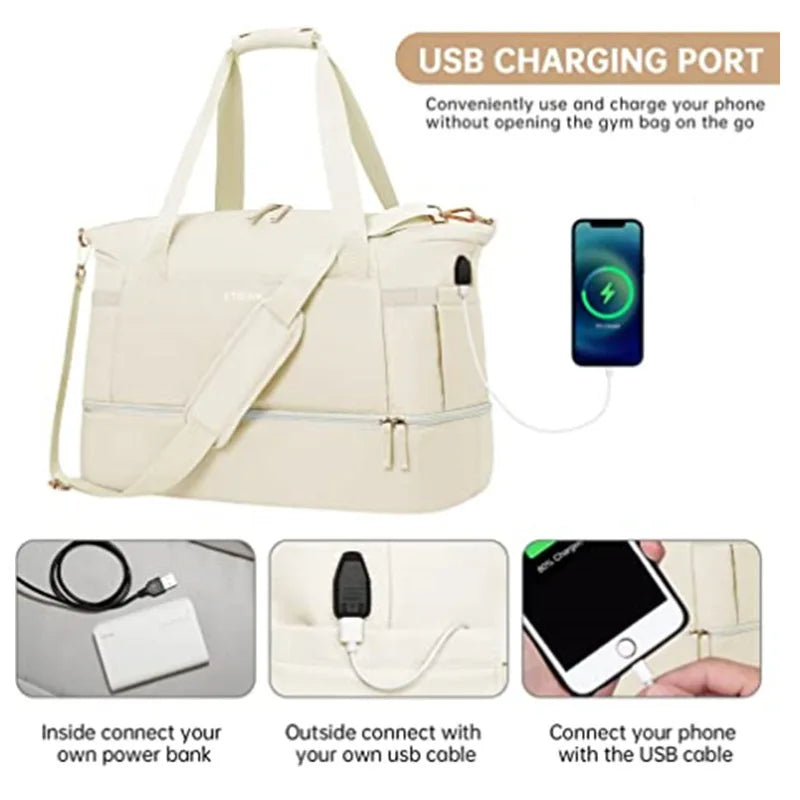Sweet & Blush Weekend Duffle Bag with USB Charging Port