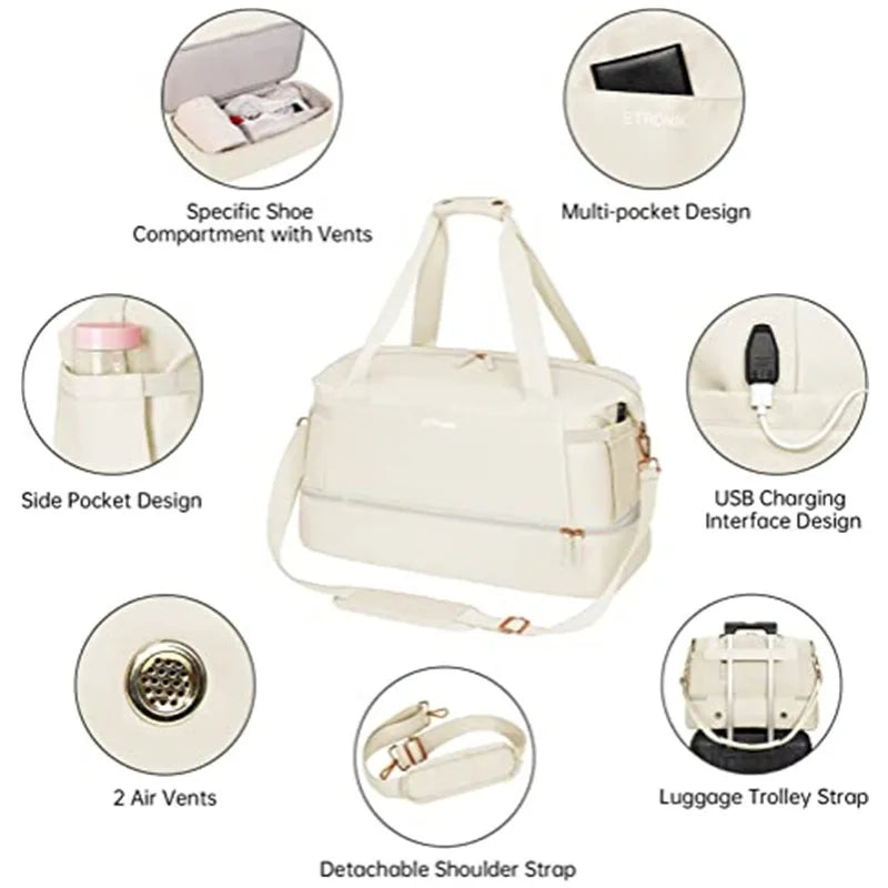 Sweet & Blush Weekend Duffle Bag with USB Charging Port