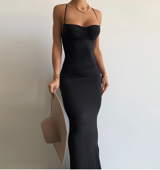 Camille Long Backless Halter Dress